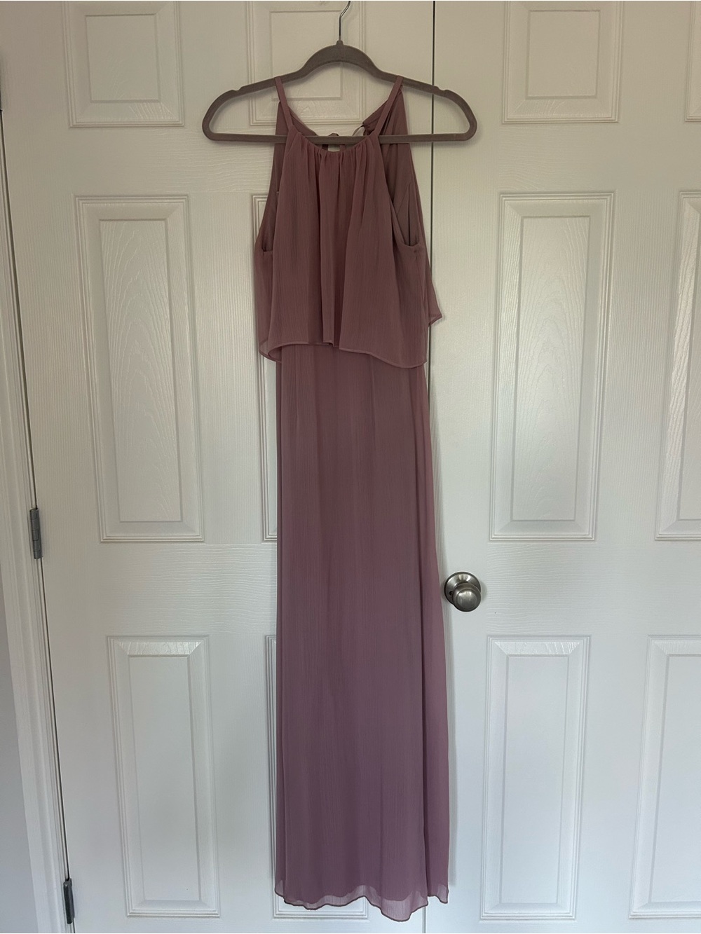 David's Bridal Dusty Rose Halter Maxi Dress